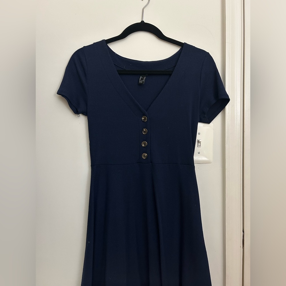 Forever 21 Navy Blue Button Dress